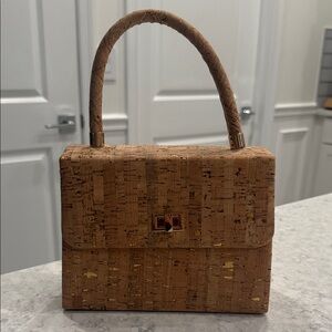 Cork Top-Handle Womens Bag in Natural Brown